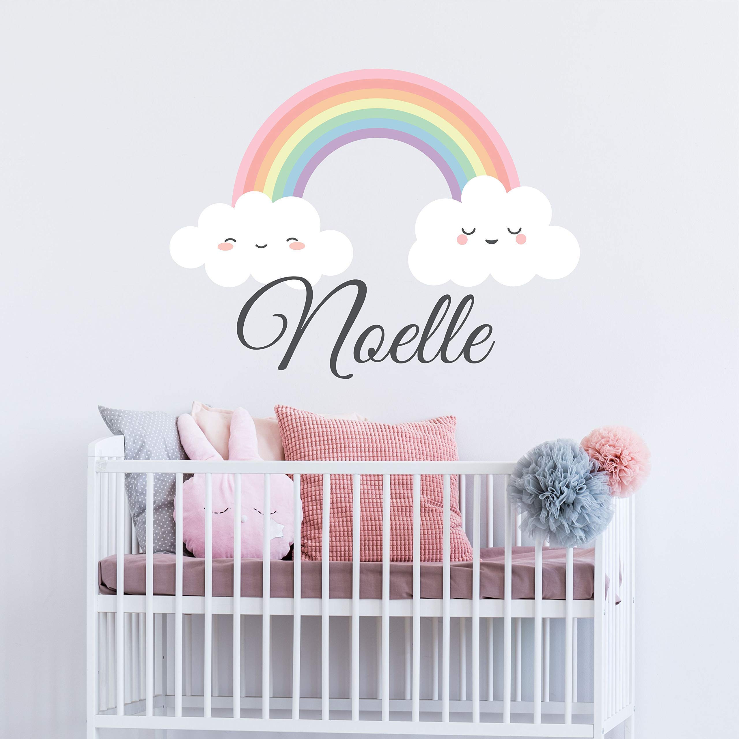 Rainbow Custom Name Wall Decal - Girls Personalized Name Rainbow Wall Sticker - Rainbow Unicorn Custom Name Sign - Custom Name Stencil Monogram - Girls Nursery Wall Decor