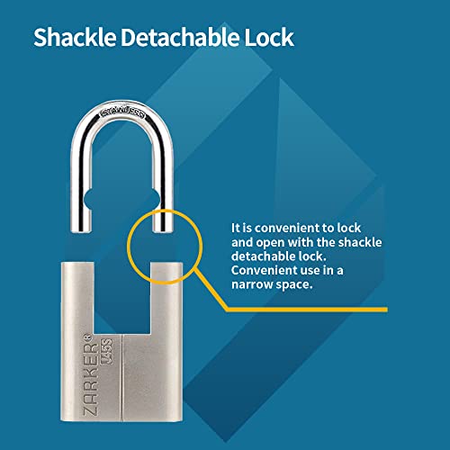 Zarker J45S keyed Padlock-Stainless Steel Shackle, 1-Pack