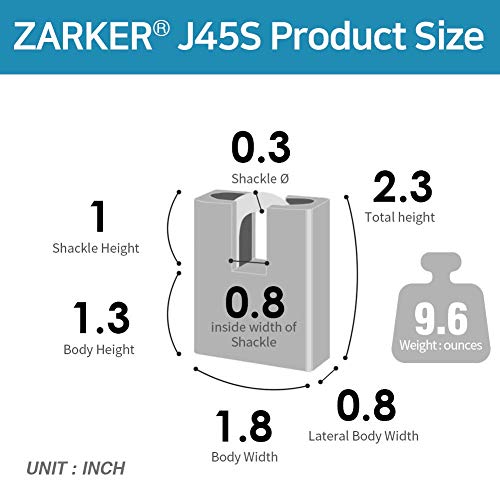 Zarker J45S keyed Padlock-Stainless Steel Shackle, 1-Pack