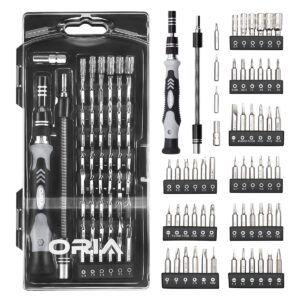 oria precision screwdriver set, small screwdriver set, 60 in 1 with 56 bits screwdriver set, mini screwdriver repair tools with flexible shaft for mobile phone, game console, tablet, black
