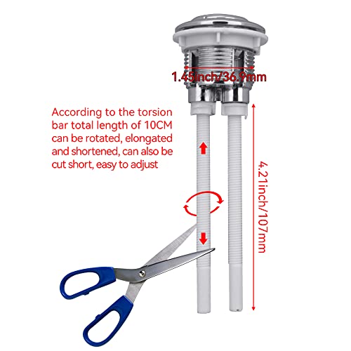 Dual Flush Toilet Kit Plastic Adjustable Top Push Button Toilet Tank Button Replacement for Most Dual Flush Toilet with 38mm Hole in the Cistern Lid