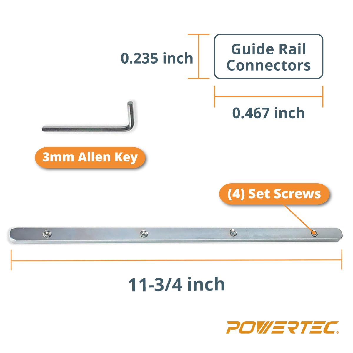 POWERTEC 71358 Track Saw Guide Rail Connector Set for Festool, Makita, DeWalt, and Triton | Pack of 2
