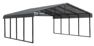 arrow carports galvanized steel carport, double car metal carport kit, 20' x 20' x 7', charcoal