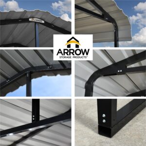 Arrow Carports Galvanized Steel Carport, Double Car Metal Carport Kit, 20' x 20' x 7', Charcoal