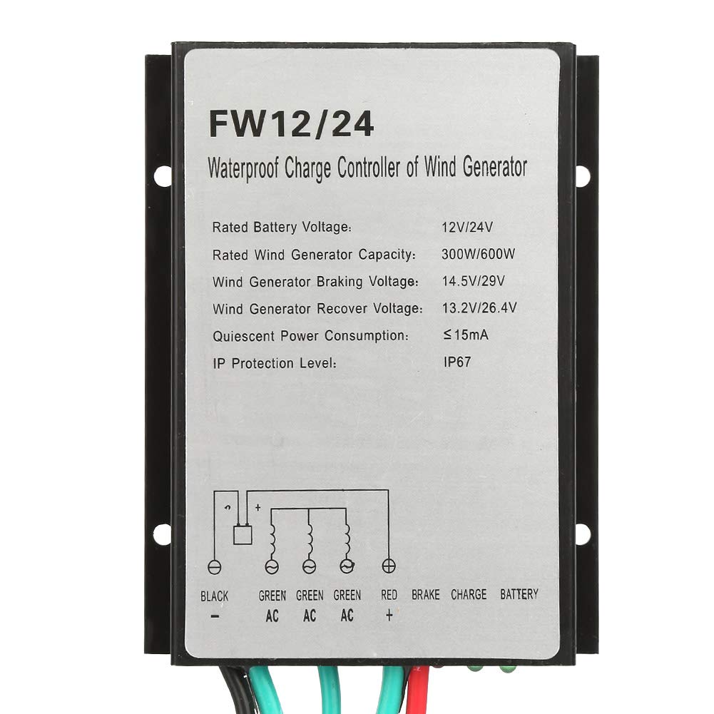 Wind Controller 12V/24V 300W/600W,Waterproof Wind Turbine Generator Controller Regulator, Wind Power Regulator FW12/24