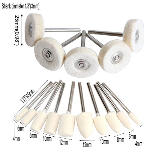 FPPO 21PCS White Flannelette Buffing Wheel Polishing Pad Kit, Fit for Metal Aluminum,Stainless Steel,Chrome,Jewelry,Wood,Plastic,Ceramic,Glass