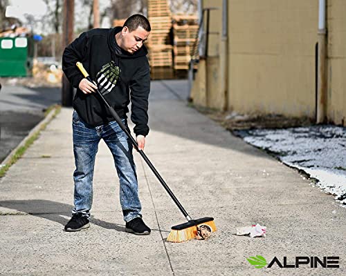 Alpine Heavy Duty Push Broom for Floor Cleaning Stiff Bristle Brush for Shop, Deck, Garage, Concrete for Indoor & Outdoor Sweeping Broom (Orange -24 inches)