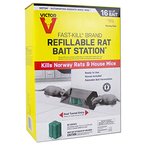 Victor Fast-Kill Brand Refillable Rat Poison Bait Station – 8 Baits