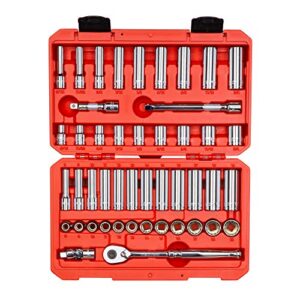 tekton 3/8 inch drive 12-point socket and ratchet set, 46-piece (5/16-3/4 in., 8-19 mm) | skt15302