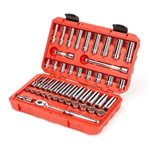 TEKTON 3/8 Inch Drive 12-Point Socket and Ratchet Set, 46-Piece (5/16-3/4 in., 8-19 mm) | SKT15302