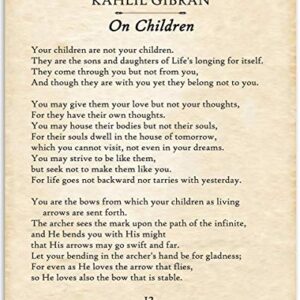 Kahlil Gibran - On Children - 11x14 Unframed Typography Book Page Print - Great Gift for Philosophical, Spiritual, and Inspirational Poetry Buffs Under $15