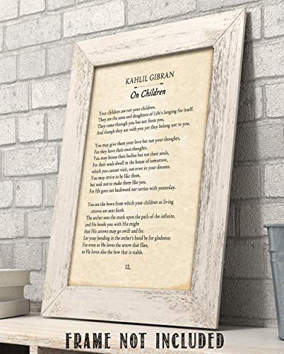 Kahlil Gibran - On Children - 11x14 Unframed Typography Book Page Print - Great Gift for Philosophical, Spiritual, and Inspirational Poetry Buffs Under $15