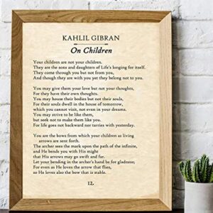 Kahlil Gibran - On Children - 11x14 Unframed Typography Book Page Print - Great Gift for Philosophical, Spiritual, and Inspirational Poetry Buffs Under $15