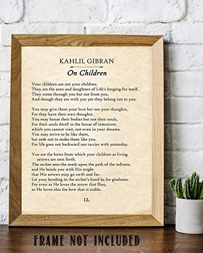 Kahlil Gibran - On Children - 11x14 Unframed Typography Book Page Print - Great Gift for Philosophical, Spiritual, and Inspirational Poetry Buffs Under $15