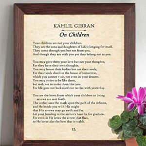 Kahlil Gibran - On Children - 11x14 Unframed Typography Book Page Print - Great Gift for Philosophical, Spiritual, and Inspirational Poetry Buffs Under $15