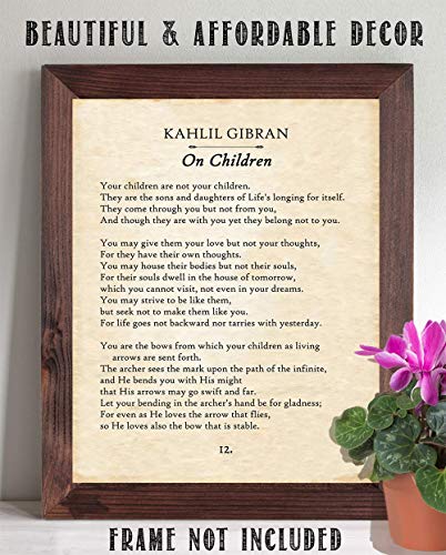 Kahlil Gibran - On Children - 11x14 Unframed Typography Book Page Print - Great Gift for Philosophical, Spiritual, and Inspirational Poetry Buffs Under $15