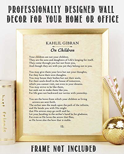 Kahlil Gibran - On Children - 11x14 Unframed Typography Book Page Print - Great Gift for Philosophical, Spiritual, and Inspirational Poetry Buffs Under $15