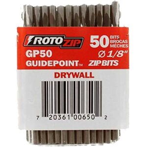rotozip gp50 1/8-inch drywall guidepoint cutting bits (50-pack), cutting drywall, for use with roto zip spiral saw