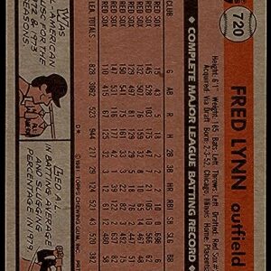 1981 Topps # 720 Fred Lynn Boston Red Sox (Baseball Card) EX Red Sox