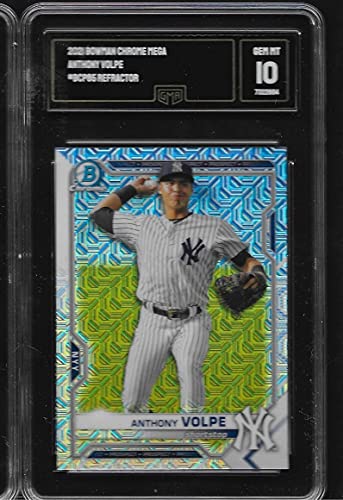 ANTHONY VOLPE BOWMAN CHROME MEGA REFRACTOR ROOKIE CARD GRADED GEM MINT 10 YANKEES STARTING SHORTSTOP