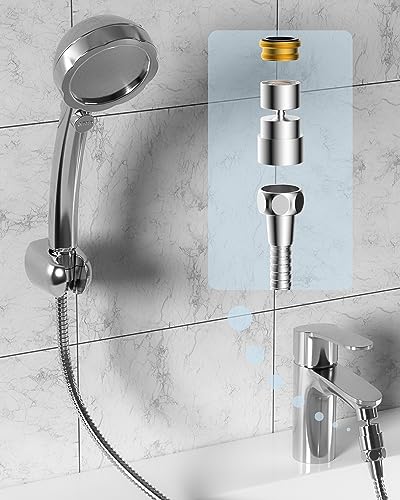 Sink Hose Dog Shower Sprayer Attachment, Female Aerator and Hand Spray Faucet Attachment with 90 Inch Shower Hose, Pet Bath Spray, Dog Shower, Hair Washing for Utility Room, Bathroom, Laundry Tub