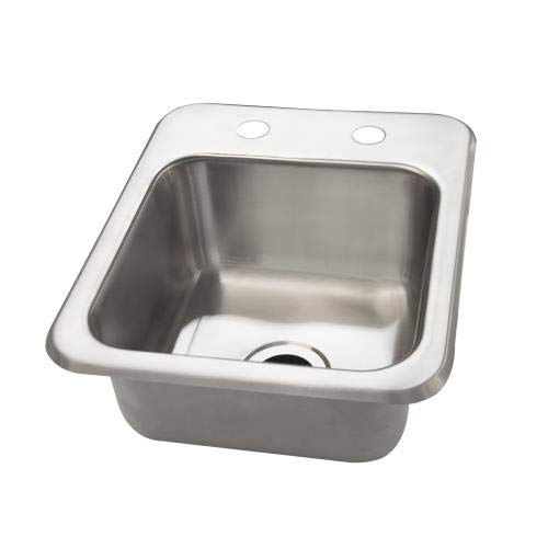 BK Resources NSF Commercial One Compartment Drop in Restaurant Sink, 9"x9"x4", Heavy 20 Gauge T-304 Stainless Steel, Top Mount, Seamless Deep Drawn Construction