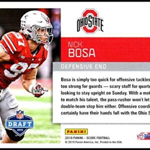 2019 Score Football NFL Draft #4 Nick Bosa Ohio State Buckeyes Official RC Rookie Card made by Panini