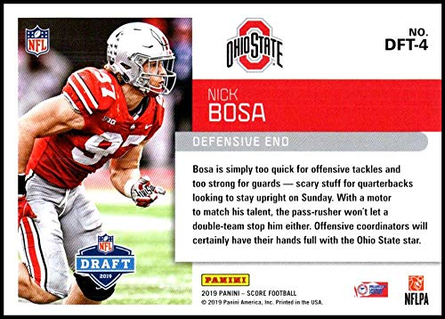 2019 Score Football NFL Draft #4 Nick Bosa Ohio State Buckeyes Official RC Rookie Card made by Panini