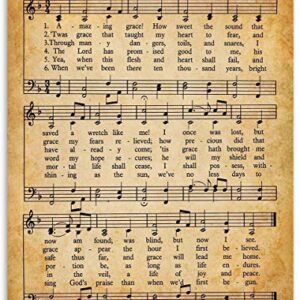 Amazing Grace Wall Art Poster - 11x14 Unframed Art Print - Great Inspirational Music Sheets Gift and Decor Under $15