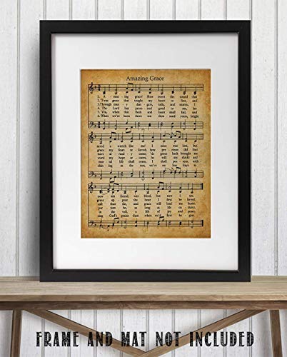 Amazing Grace Wall Art Poster - 11x14 Unframed Art Print - Great Inspirational Music Sheets Gift and Decor Under $15