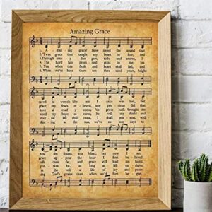 Amazing Grace Wall Art Poster - 11x14 Unframed Art Print - Great Inspirational Music Sheets Gift and Decor Under $15