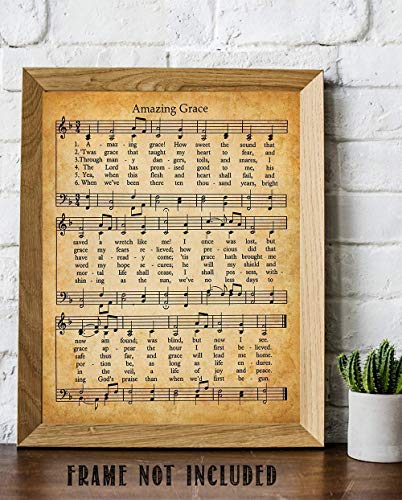 Amazing Grace Wall Art Poster - 11x14 Unframed Art Print - Great Inspirational Music Sheets Gift and Decor Under $15