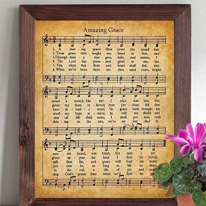 Amazing Grace Wall Art Poster - 11x14 Unframed Art Print - Great Inspirational Music Sheets Gift and Decor Under $15