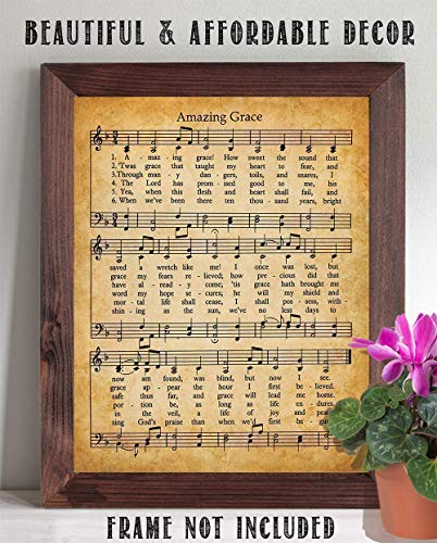 Amazing Grace Wall Art Poster - 11x14 Unframed Art Print - Great Inspirational Music Sheets Gift and Decor Under $15