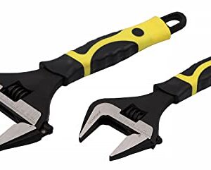 GETUPOWER 10-Inch Adjustable Wrench, Black Oxide Finish, Wide Opening Ultra-thin Plumbing Wrench, Drop Forged Cr-V, SAE and Metric Scale Marked Pipe forceps