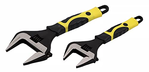 GETUPOWER 10-Inch Adjustable Wrench, Black Oxide Finish, Wide Opening Ultra-thin Plumbing Wrench, Drop Forged Cr-V, SAE and Metric Scale Marked Pipe forceps