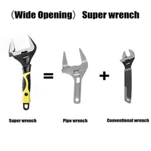 GETUPOWER 10-Inch Adjustable Wrench, Black Oxide Finish, Wide Opening Ultra-thin Plumbing Wrench, Drop Forged Cr-V, SAE and Metric Scale Marked Pipe forceps