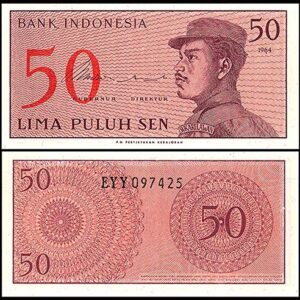 ID 1964 GEM CRISP PAIR OF 1964 INDONESIAN CURRENCY (Farmer and Soldier) Choice Crisp uncirculated