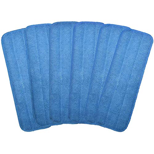 Microfiber Replacement Mop Pad, 18" x 6" Wet & Dry Home & Commercial Cleaning Refills, Reusable Floor Mop Pads (6 Pack)