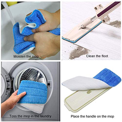 Microfiber Replacement Mop Pad, 18" x 6" Wet & Dry Home & Commercial Cleaning Refills, Reusable Floor Mop Pads (6 Pack)