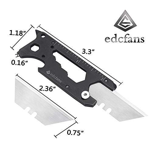 edcfans Utility Knife Multitool Keychain, Pocket Knives Box Cutter with Bottle Opener, Emergency Glass Breaker, Screwdriver, Wrench, Hex Bit, Clip and Extra 10 Razor Blades, Cool EDC Gadgets for Men