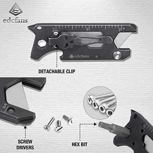 edcfans Utility Knife Multitool Keychain, Pocket Knives Box Cutter with Bottle Opener, Emergency Glass Breaker, Screwdriver, Wrench, Hex Bit, Clip and Extra 10 Razor Blades, Cool EDC Gadgets for Men