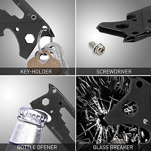 edcfans Utility Knife Multitool Keychain, Pocket Knives Box Cutter with Bottle Opener, Emergency Glass Breaker, Screwdriver, Wrench, Hex Bit, Clip and Extra 10 Razor Blades, Cool EDC Gadgets for Men