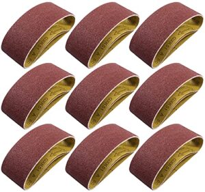 s satc 3x18 sanding belts 20pcs belt sander paper aluminum oxide (3 each of 60/80/120/150/240/400 grits & 2 of 40 grits) ideal for wood metal paint sanding