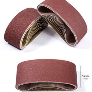 S SATC 3x18 Sanding Belts 20PCS Belt Sander Paper Aluminum Oxide (3 Each of 60/80/120/150/240/400 Grits & 2 of 40 Grits) Ideal for Wood Metal Paint Sanding