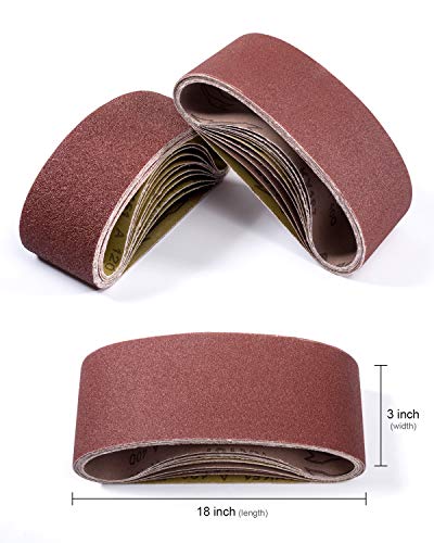 S SATC 3x18 Sanding Belts 20PCS Belt Sander Paper Aluminum Oxide (3 Each of 60/80/120/150/240/400 Grits & 2 of 40 Grits) Ideal for Wood Metal Paint Sanding