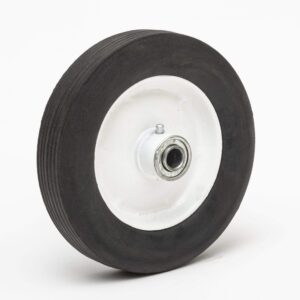 lapp wheels 8" hard rubber wheel, white rim, ribbed tread, 8+1.75 wheel size