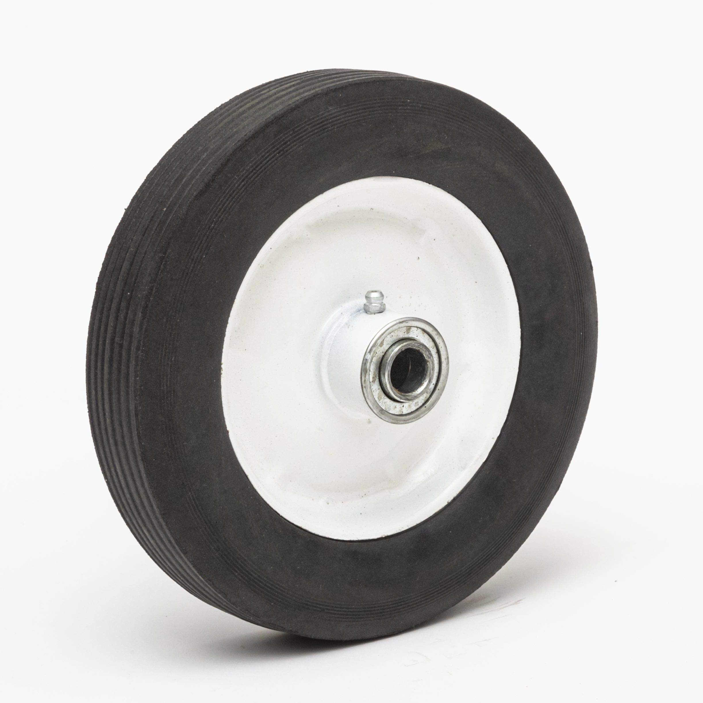 Lapp Wheels 8" Hard Rubber Wheel, White rim, Ribbed tread, 8+1.75 wheel size
