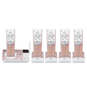 AT&T CL82557 DECT 6.0 5-Handset Cordless Phone for Home with Answering Machine, Call Blocking, Caller ID Announcer, Intercom and Long Range, Rose Gold