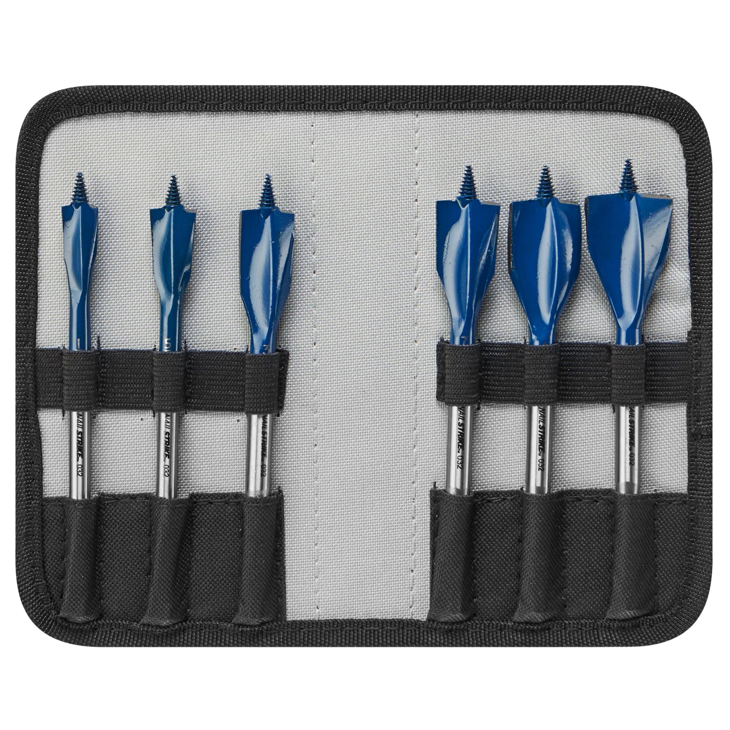 BOSCH NS5006 6-Piece Nail Strike Wood-Boring Spade Bits Assorted Set with Included Pouch Optimized for Wood and Wood with Nails